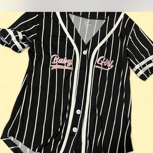 Black and White Striped Button-Up Shirt